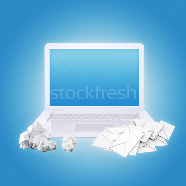 Laptop crumpled paper and envelopes Stock photo © cherezoff