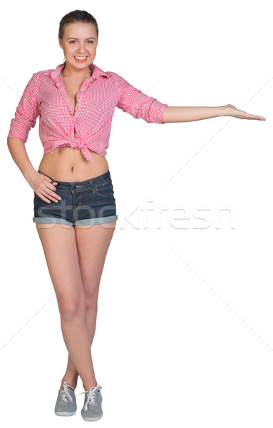 Woman showing something on her palm Stock photo © cherezoff