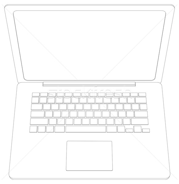 Wire-frame open laptop. Top view. Vector illustration Stock photo © cherezoff