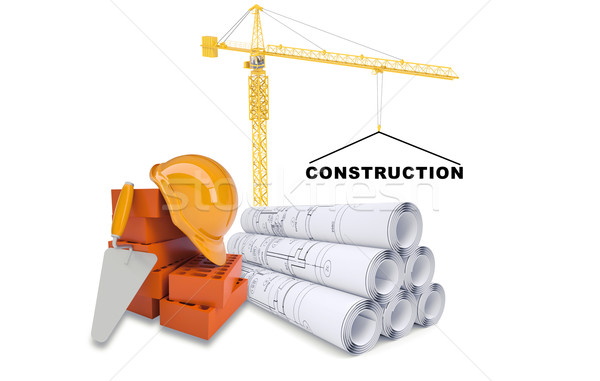 Building crane with bricks Stock photo © cherezoff