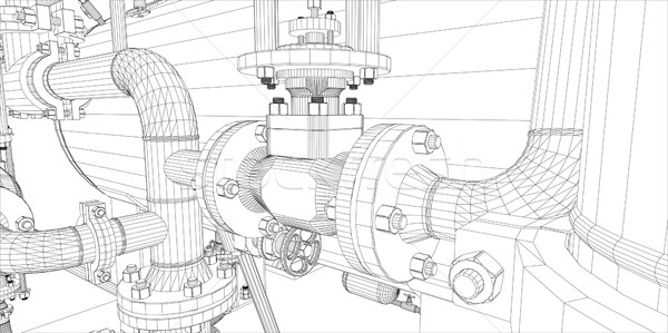 Wire-frame industrial equipment on white background Stock photo © cherezoff