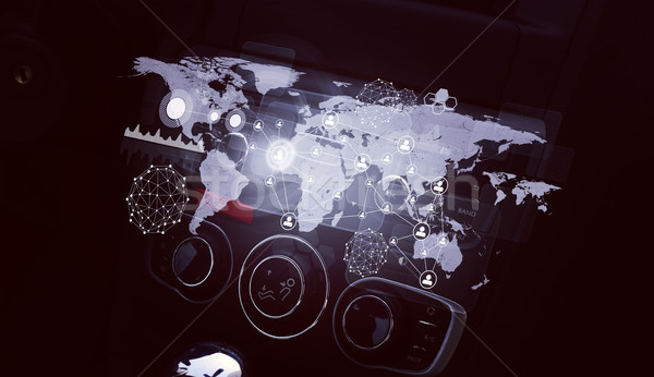 ストックフォト: 車 · フロント · パネル · ホログラフィック · 画面