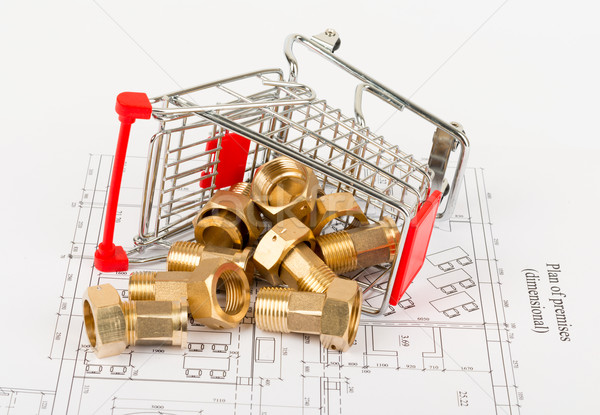 Pipe fittings with shopping cart Stock photo © cherezoff