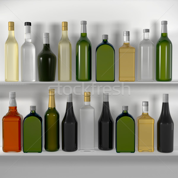 The bar shelves with bottles Stock photo © cherezoff