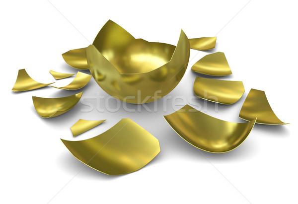 Hatched golden egg on a white background Stock photo © cherezoff