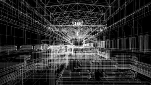 Macara fabrică mediu wireframe face negru Imagine de stoc © cherezoff