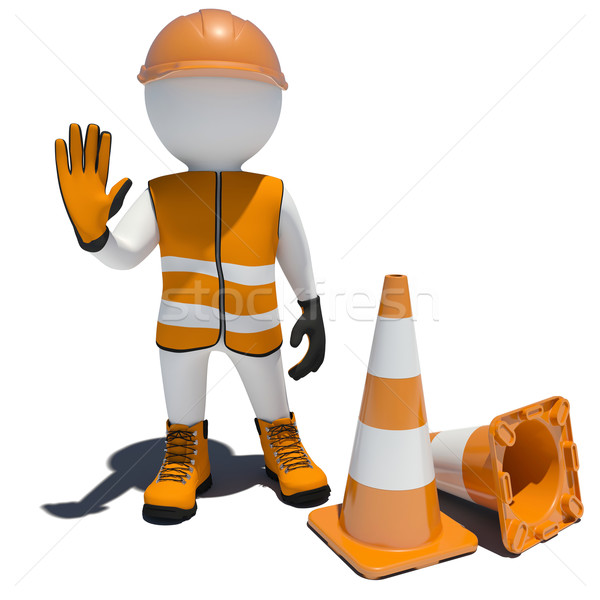 3d worker and traffic cones Stock photo © cherezoff