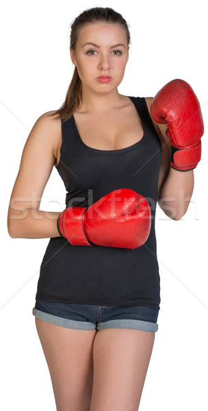 Woman in boxing gloves posing Stock photo © cherezoff