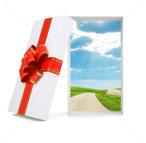 Stock photo: Landscape in gift box