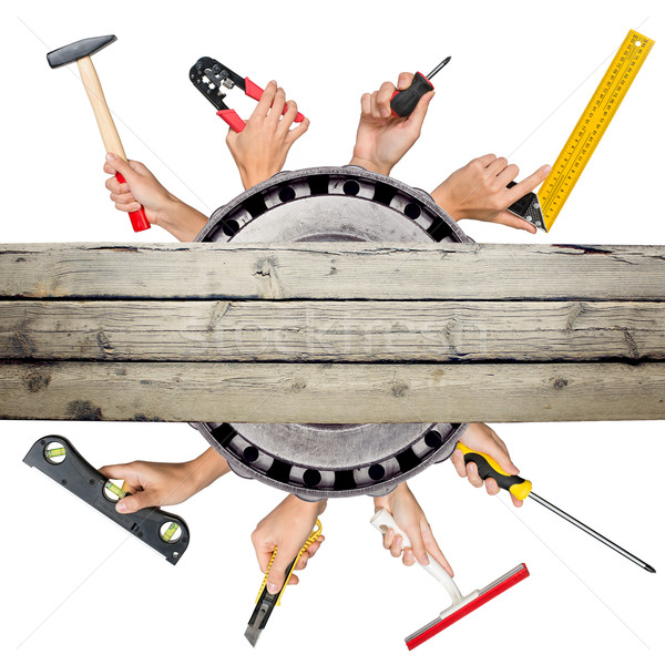 Peoples hands holding tools Stock photo © cherezoff
