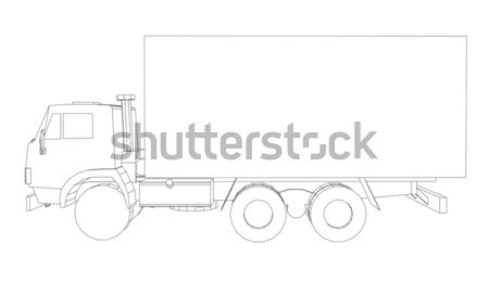 Rajz fehér teherautó izolált render sziluett Stock fotó © cherezoff