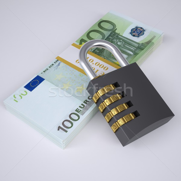 Combination lock on a pack of lies euros Stock photo © cherezoff