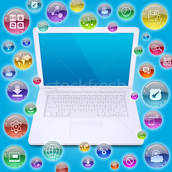 Portátil aplicación iconos software ordenador resumen Foto stock © cherezoff