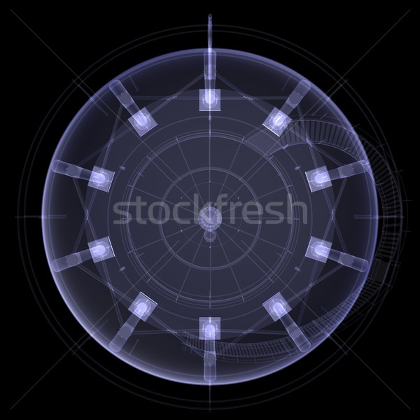 Stock photo: Round oil tank. X-ray render