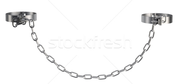 [[stock_photo]]: Chaîne · isolé · blanche · fer