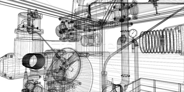 Wire-frame industrial equipment on white background Stock photo © cherezoff