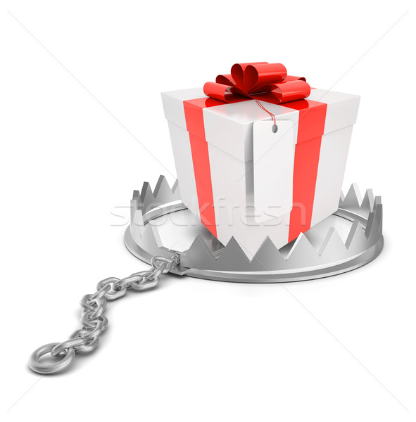 Geschenk tragen Trap isoliert weiß Stock foto © cherezoff