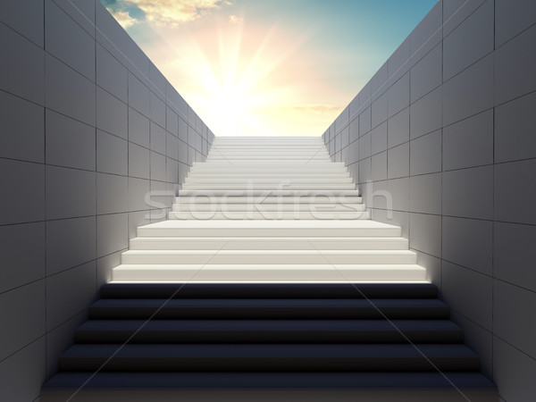 Yaya metro gökyüzü boş beyaz merdiven Stok fotoğraf © cherezoff