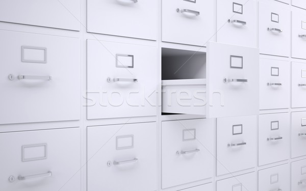 Escritório estante um caixa abrir Foto stock © cherezoff