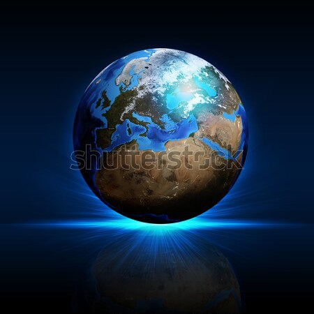 Earth planet on a reflective surface Stock photo © cherezoff
