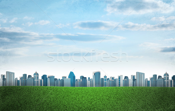 Edificios hierba verde campo arquitectura cielo hierba Foto stock © cherezoff