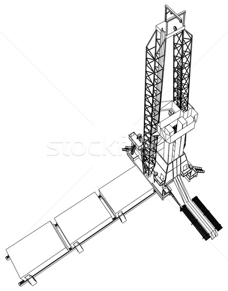 Torre de perforación petrolera detallado aislado blanco vector Foto stock © cherezoff