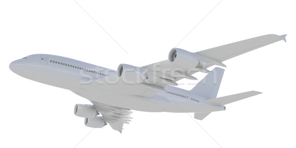 Fehér repülőgép oldalnézet izolált render háttér Stock fotó © cherezoff