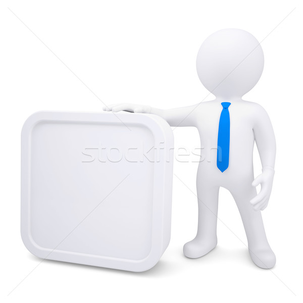 3d man with a white rectangle frame Stock photo © cherezoff