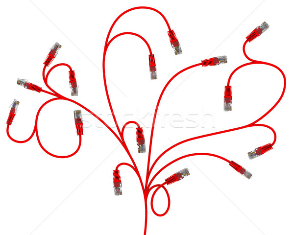 Сток-фото: сеть · кабеля · форме · растений · изолированный · белый