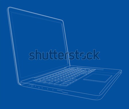 Wire-frame open laptop. Front view. Vector illustration Stock photo © cherezoff