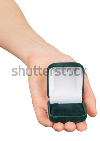 Nyitva gyűrű doboz kéz üres izolált Stock fotó © cherezoff