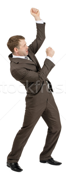 Businessman holding invisible thing Stock photo © cherezoff