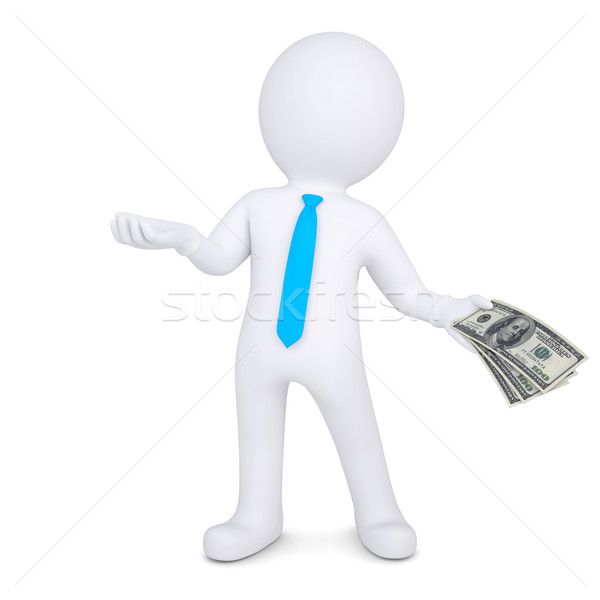 3d man with money holds out his hand Stock photo © cherezoff