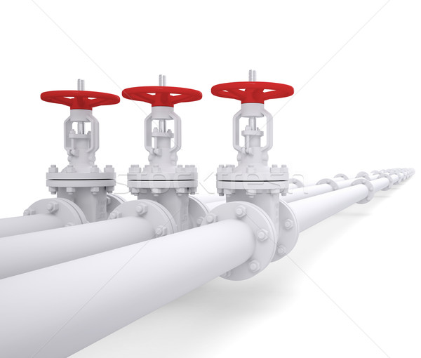 Stock photo: Three valves on the pipeline
