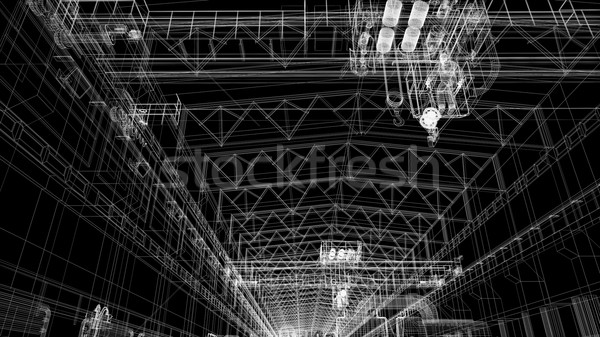 Gantry crane in a factory environment. Wire-frame Stock photo © cherezoff