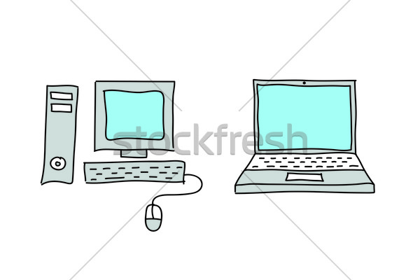 Stockfoto: Laptop · geïsoleerd · witte · computer · monitor