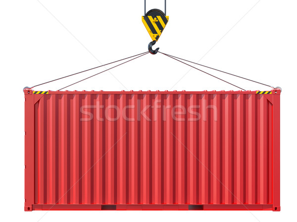 Crane hook lifts metal container Stock photo © cherezoff