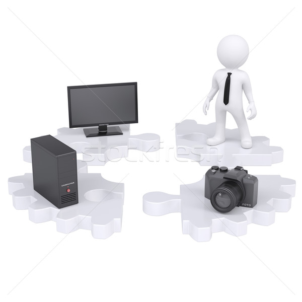 3d man and electronic devices Stock photo © cherezoff