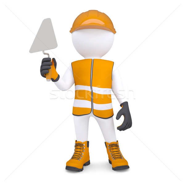 3d white man in overalls with a trowel Stock photo © cherezoff