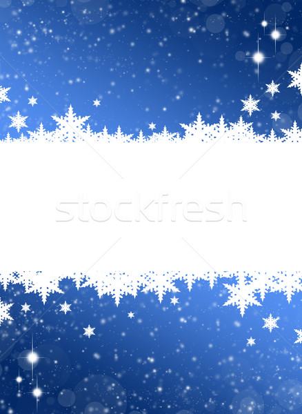 Stock foto: Weihnachten · Rahmen · weiß · Schneeflocken · blau · Büro