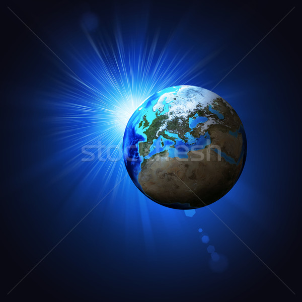 Erde Planeten Sonne Strahlen Elemente Bild Stock foto © cherezoff