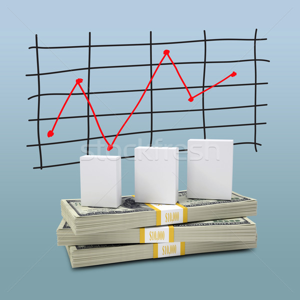Box with software stand on pack of dollars Stock photo © cherezoff