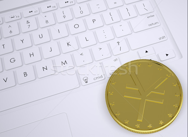 Foto stock: Oro · yen · moneda · teclado · negocios