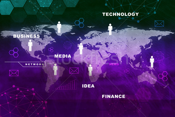 抽象的な 世界地図 人 アイコン ビジネス 地図 ストックフォト © cherezoff