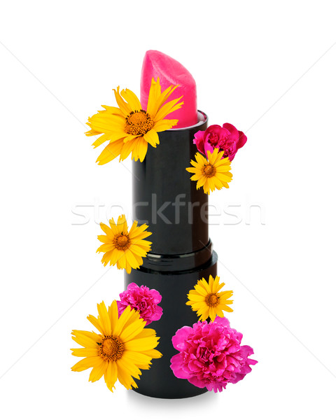 Pink lipstick with flowers Stock photo © cherezoff
