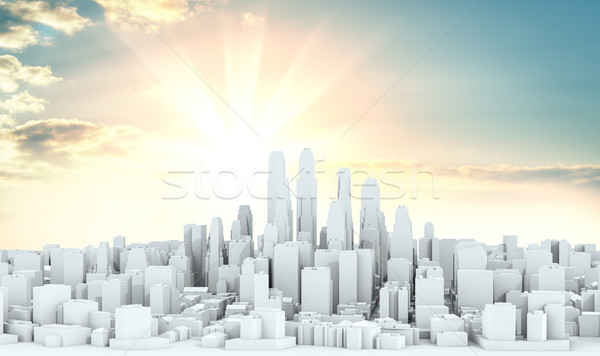 White city downtown on sky background Stock photo © cherezoff