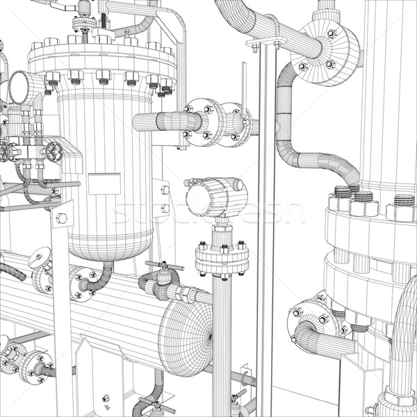 Industrial equipment. Wire-frame vector Stock photo © cherezoff