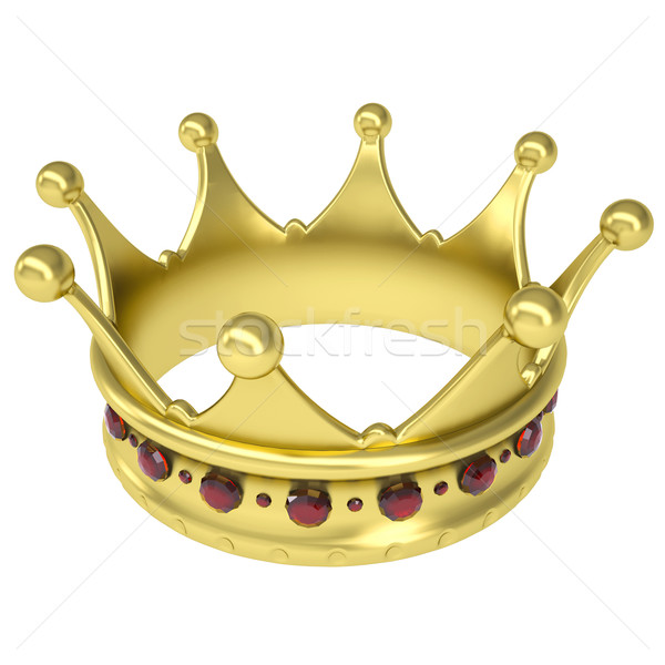Złota korony odznaczony odizolowany oddać biały Zdjęcia stock © cherezoff