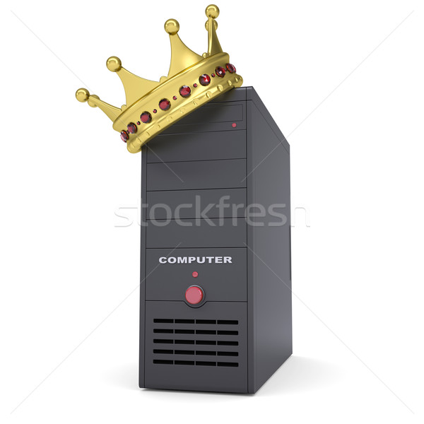 A computer system and gold crown Stock photo © cherezoff