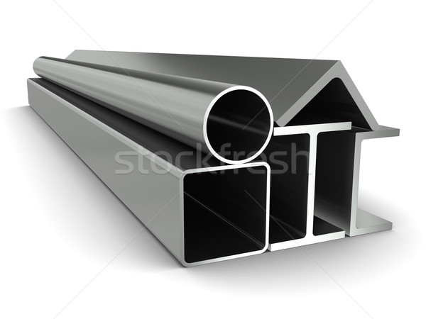 Metal pipe, girders, angles, channels and square tube on a white background Stock photo © cherezoff